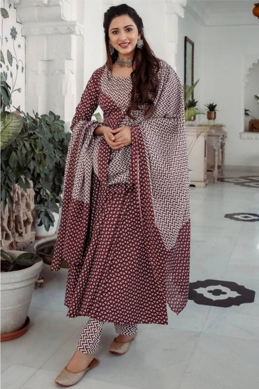 Lovely Maroon Color Embroidered Work Georgette Salwar Suit For Ladies