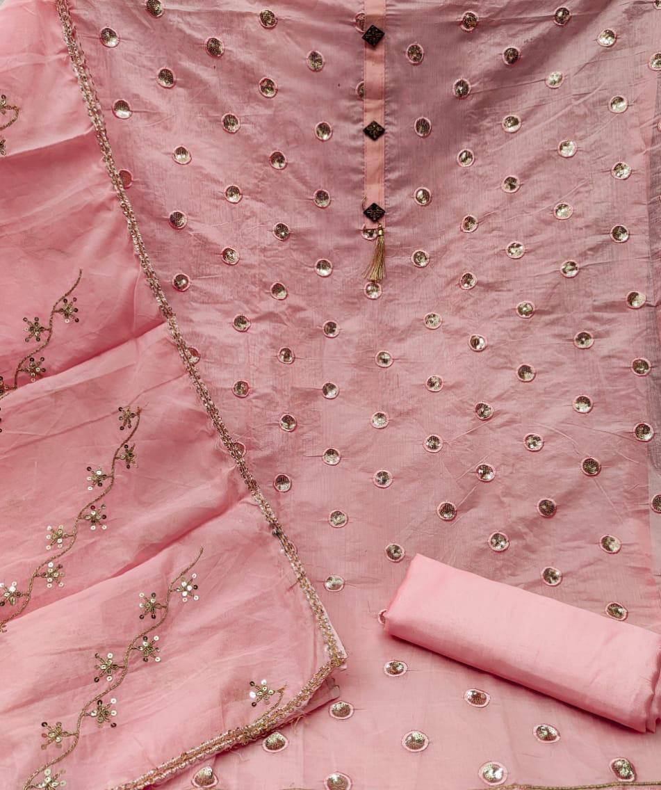 Fantastic Chanderi Festive Wear Sequence Work Salwar Suit