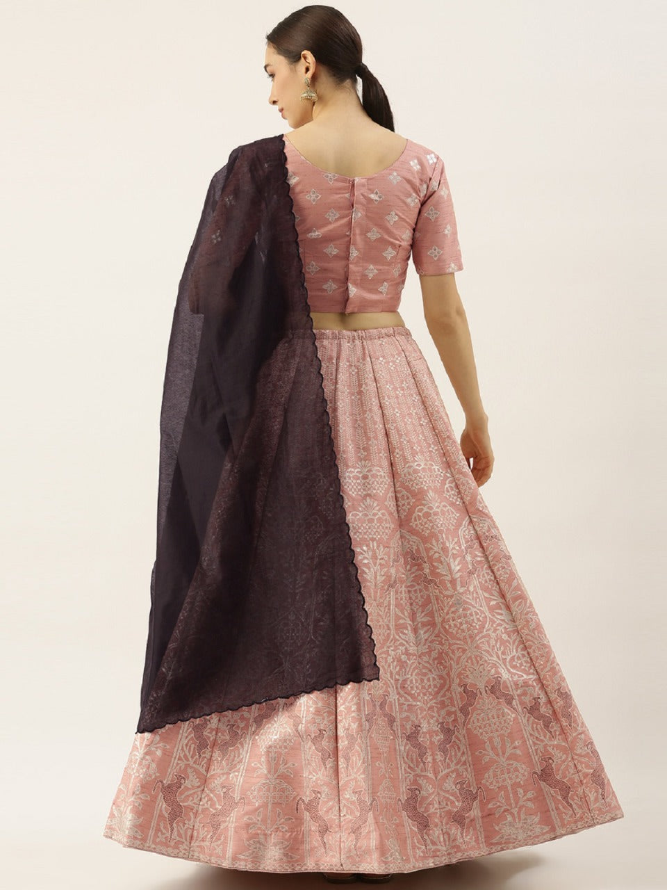 Impressive Peach Color Wedding Wear Silk Zari Work Lehenga Choli