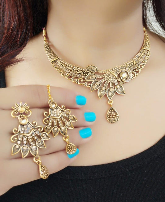 Preferable Golden Imitation Stone Necklace Imitation Necklace Set