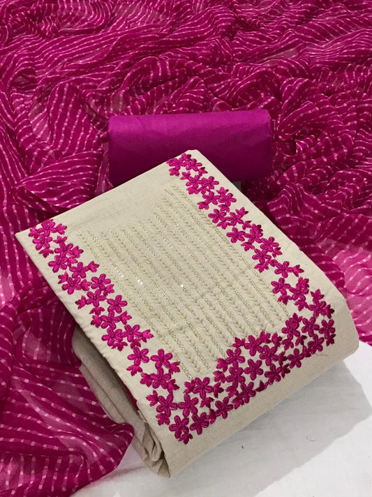 Amazing Cotton Hand Printed Fancy Work Salwar Suit For Regular Wear