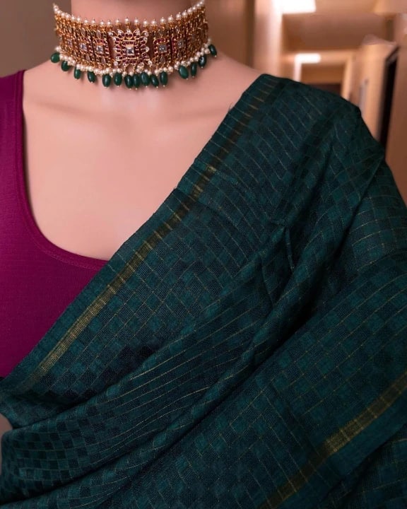 Beautiful Function Wear Plain Khadi Silk Saree For Women