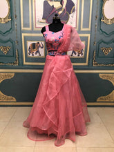 Load image into Gallery viewer, Preferable Pink Color Function Wear Organza Zari Sequence Embroidered Work Lehenga Choli
