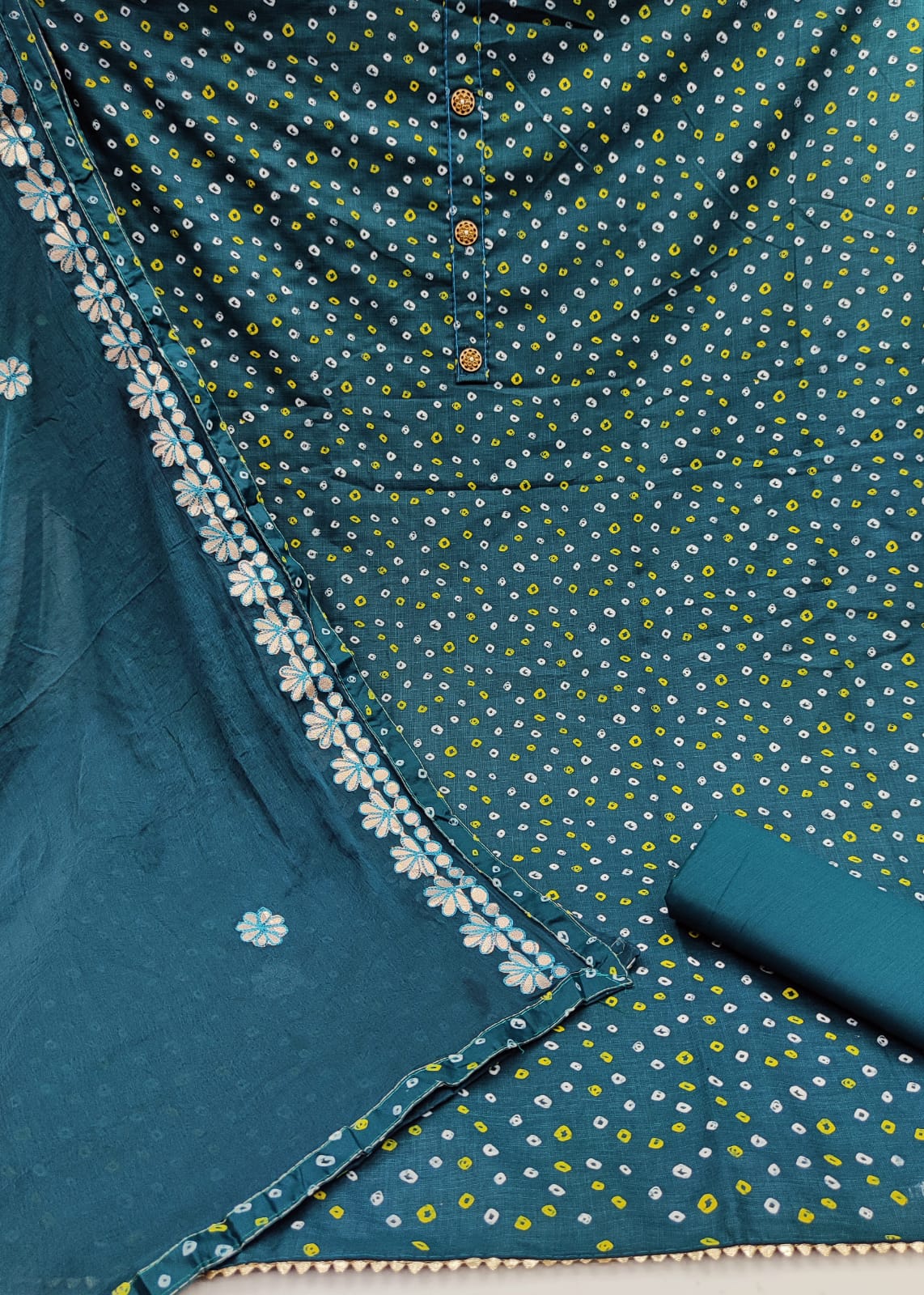 Sophisticated Cotton Bandhani Printed Work Salwar Suit For Regular Wear