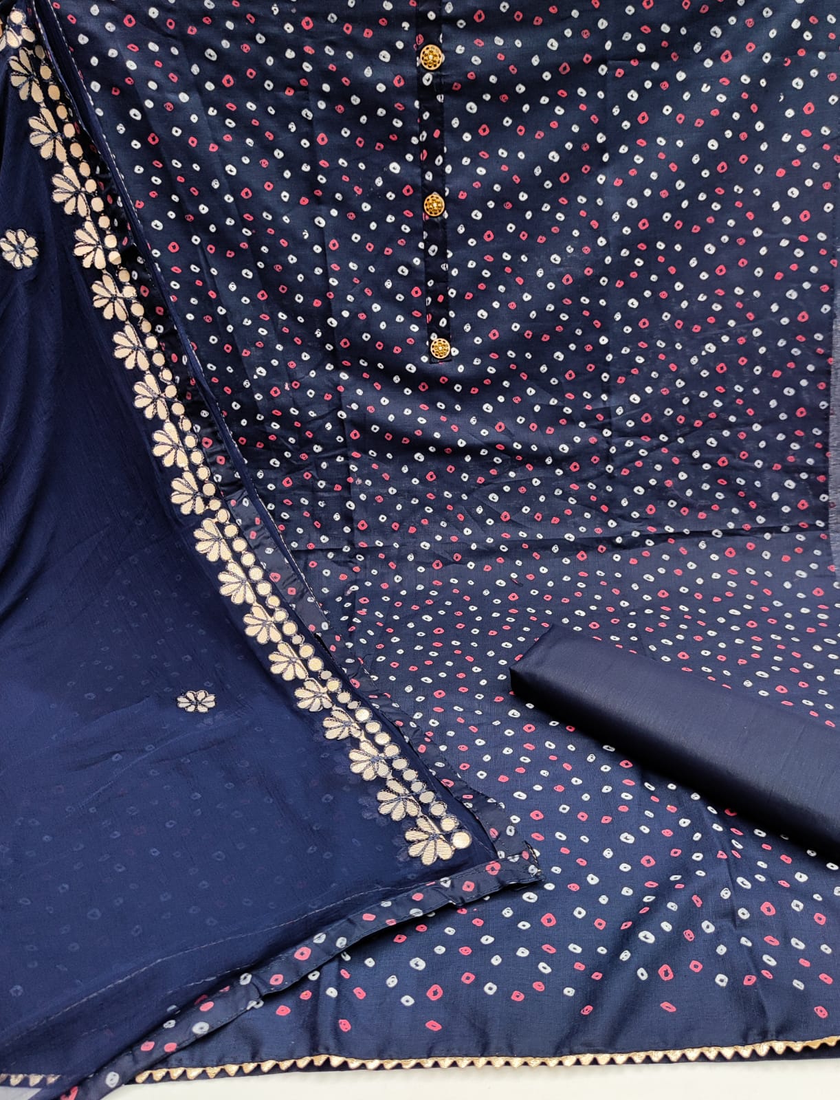 Sophisticated Cotton Bandhani Printed Work Salwar Suit For Regular Wear