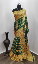 Load image into Gallery viewer, Flattering Latest Checks Printed Work Rangoli Designer Silk Saree Blouse For Women
