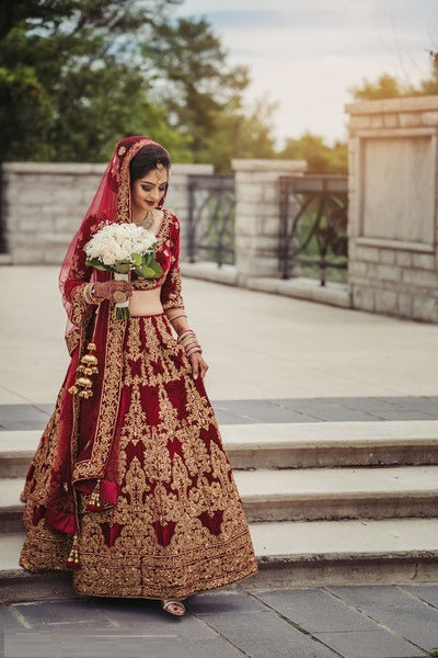 Wedding Wear Velvet Embroidered Coding Designer Work Lehenga Choli