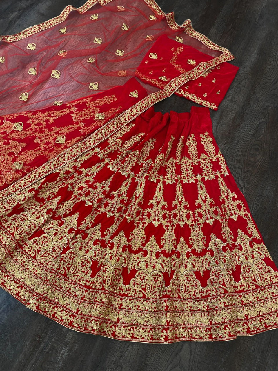 Wedding Wear Velvet Embroidered Coding Designer Work Lehenga Choli