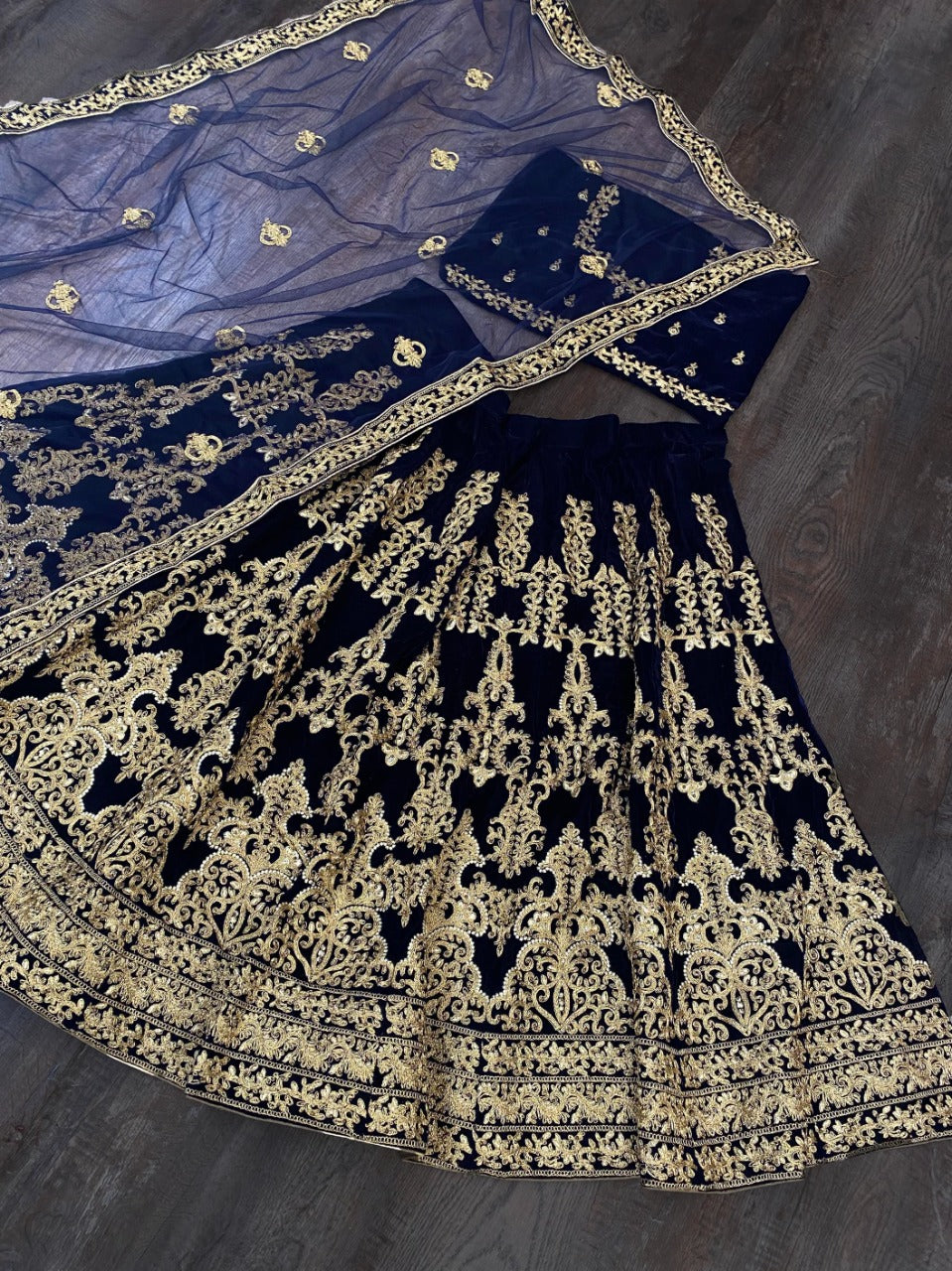Wedding Wear Velvet Embroidered Coding Designer Work Lehenga Choli