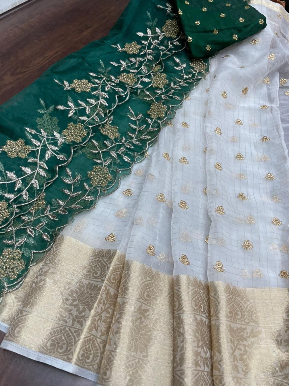 Colorful Weaving Chex Art Silk Embroidered Lehenga