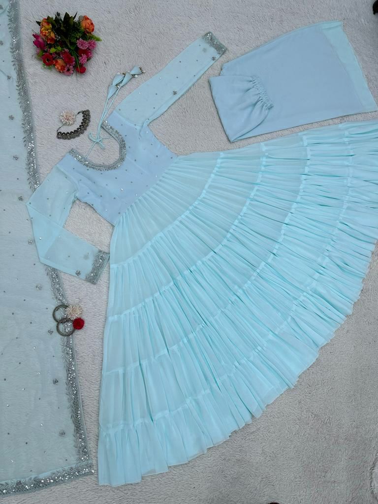Lovely Georgette Full Stitched Anarkali Full Stitched Suit Set