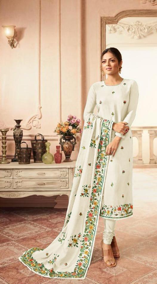Sublime White Color Diamond Work Function Wear Georgette Salwar Suit