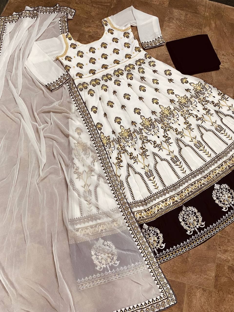 Entrancing Off White Color Occasion Wear Georgette Embroidered Work Salwar Suit