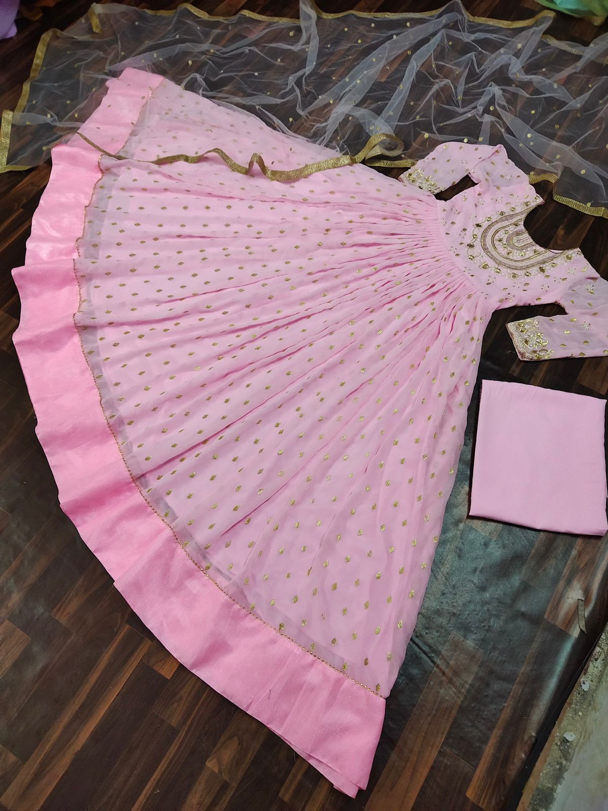 Prodigious Pink Color Georgette Embroidered Work Salwar Suit For Women