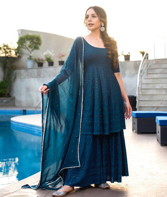 Flattering Georgette Sequence Work Designer Festive Wear Salwar Suit