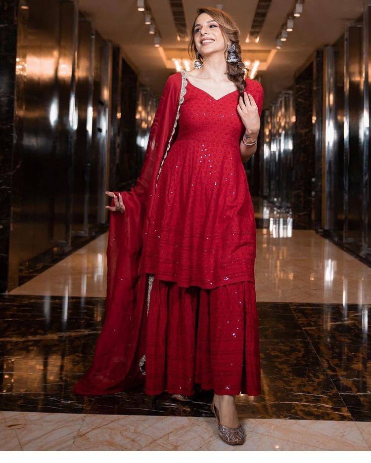 Flattering Georgette Sequence Work Designer Festive Wear Salwar Suit