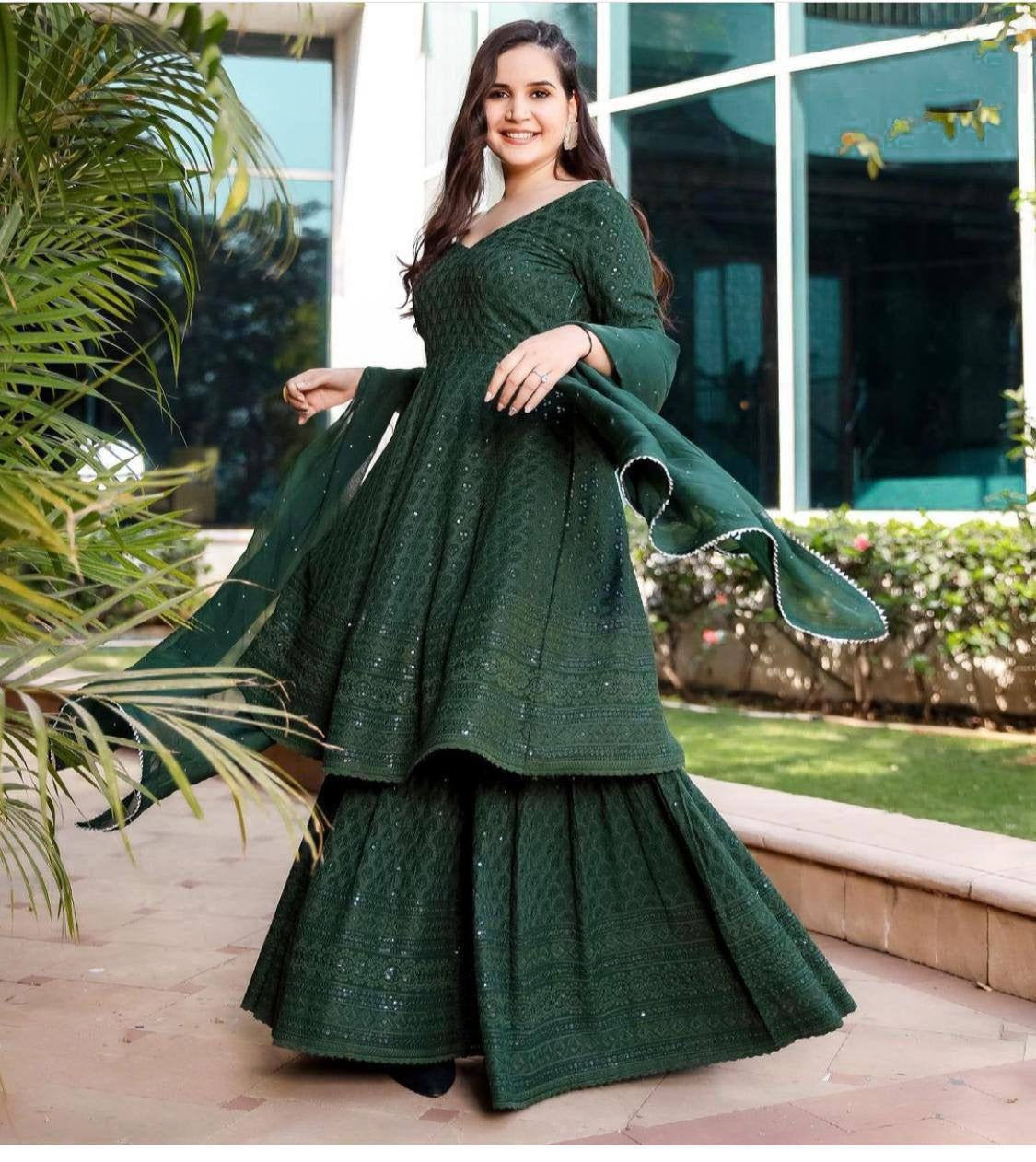 Flattering Georgette Sequence Work Designer Festive Wear Salwar Suit