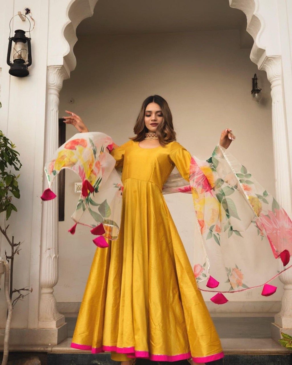 Lovable Mustard Color Taffeta Silk Wedding Wear Salwar Suit