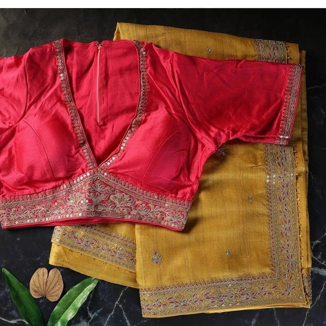 Wonderful Art Silk Embroidered Sequence Work Saree Blouse For Wedding Wear