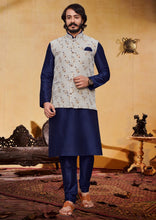 Load image into Gallery viewer, Men&#39;s Readymade Premium Kurta Pyjama Set with Jacquard Silk Jacket
