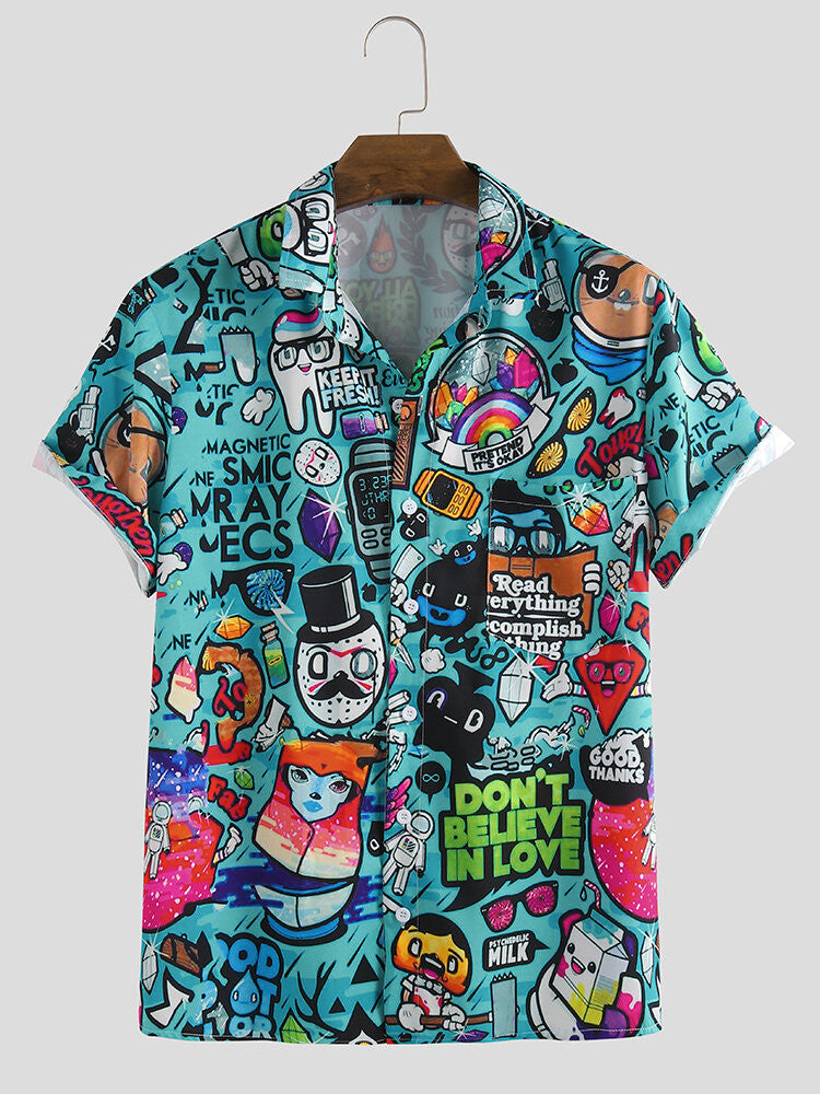 Good Looking Multi Graffiti Printed Stitched Shirts For Men