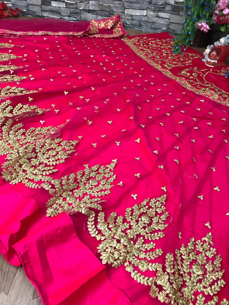 Dismaying Rani Pink Color Designer Soft Net Multi Coding Embroidered Work Lehenga Choli For Wedding Wear