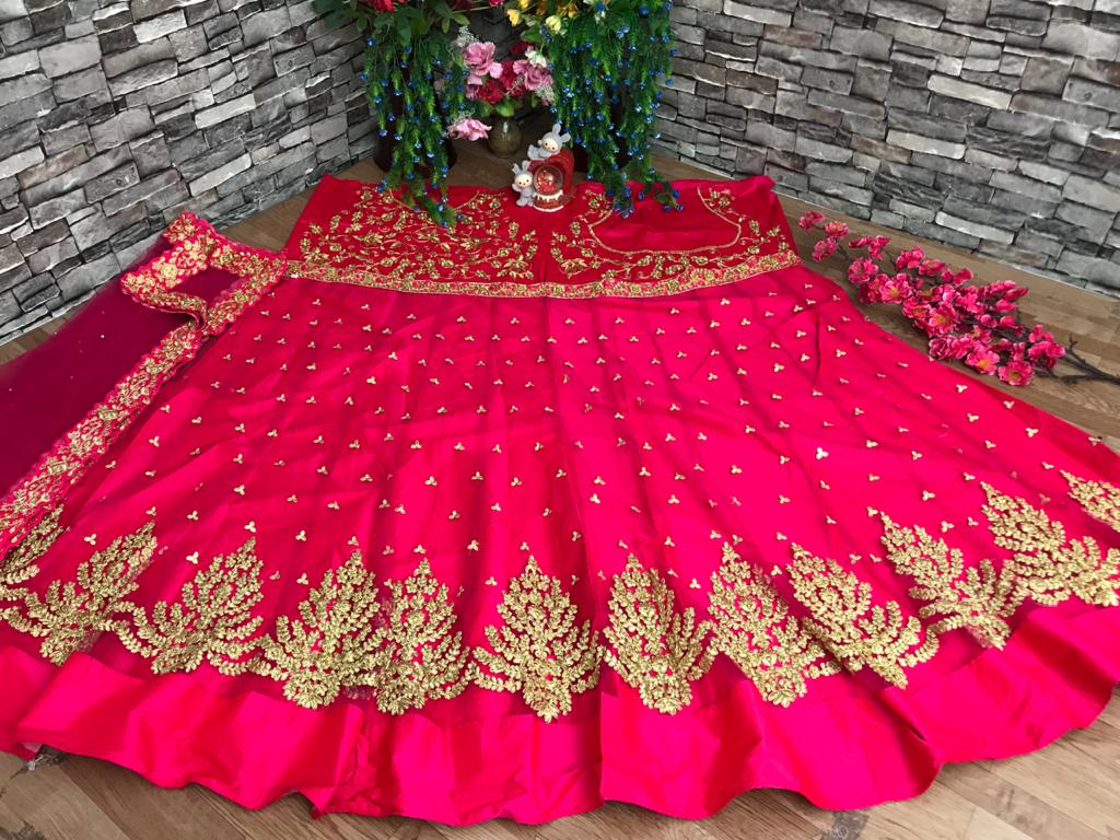 Dismaying Rani Pink Color Designer Soft Net Multi Coding Embroidered Work Lehenga Choli For Wedding Wear