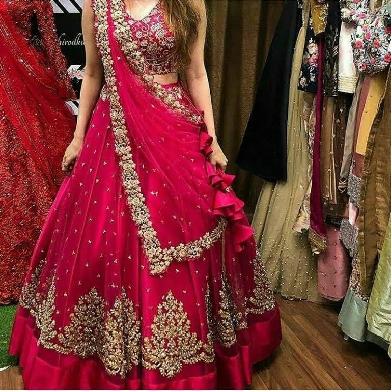 Dismaying Rani Pink Color Designer Soft Net Multi Coding Embroidered Work Lehenga Choli For Wedding Wear