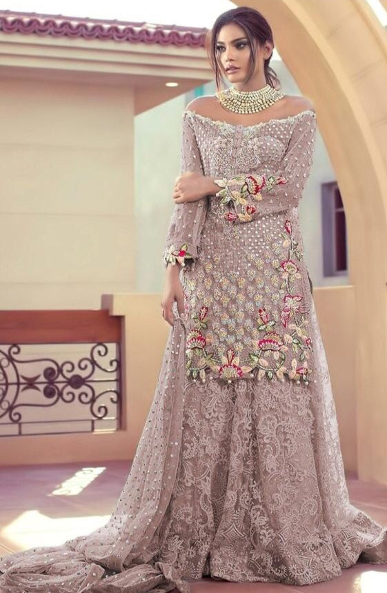 Awesome Light Purple Color Designer Sequence Work Net Festive Wear Salwar Suit