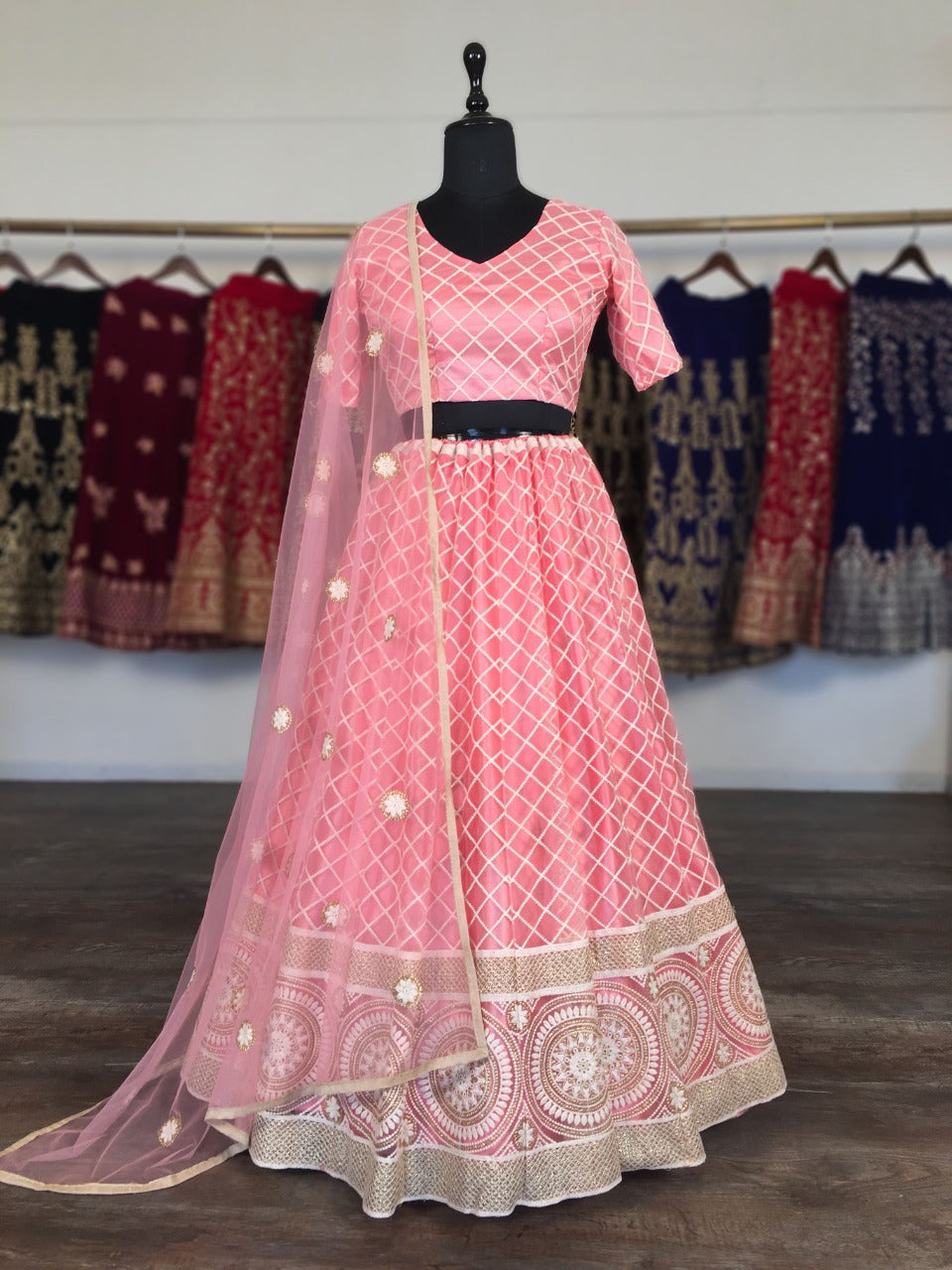 Lovable Peach Color Designer Lucknowi Work Soft Net Function Wear Beautiful Lehenga Choli
