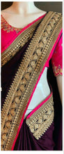Load image into Gallery viewer, Attractive Indian Wear Paper Silk Designer Embroidered Work Lace Border Saree For Women

