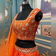 Load image into Gallery viewer, Prodigious Organza Color Wedding Wear Organza Designer Embroidered Work Lehenga Choli
