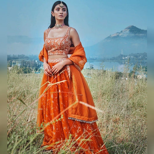 Prodigious Organza Color Wedding Wear Organza Designer Embroidered Work Lehenga Choli