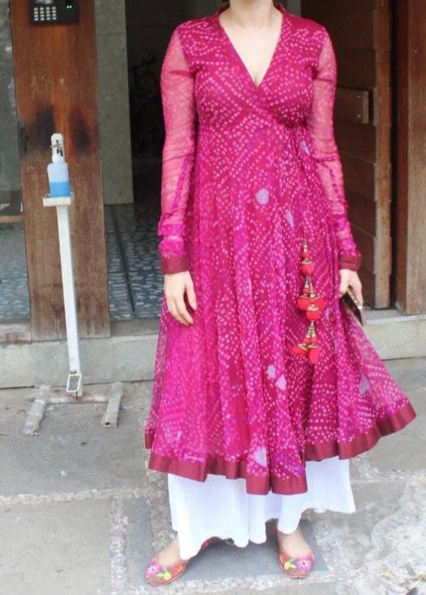 Shattering Rani Pink Color Georgette Printed Festive Wear Ready Made Pent Kurti