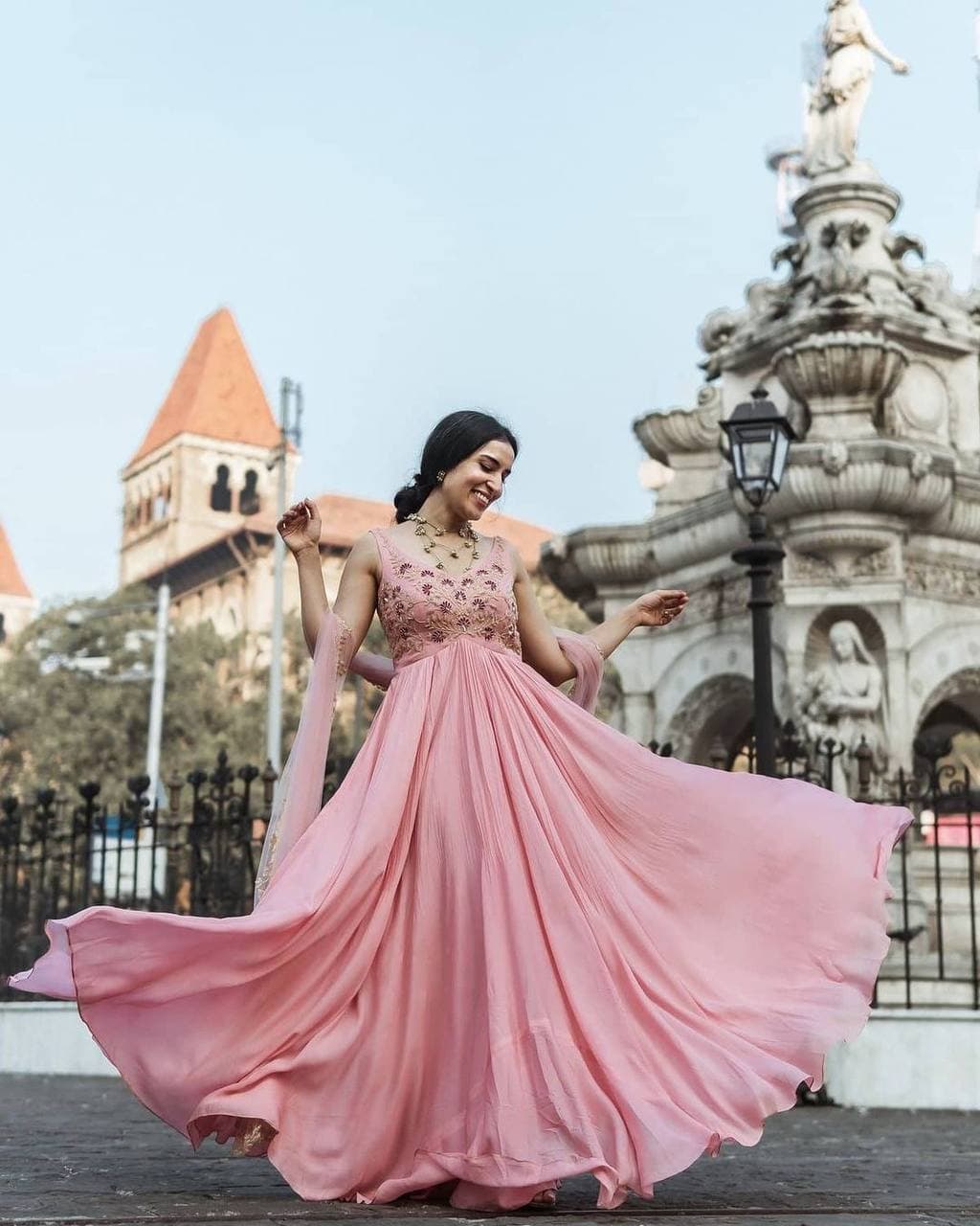 Stupendous Pink Color Georgette Embroidered Work Design Salwar Suit