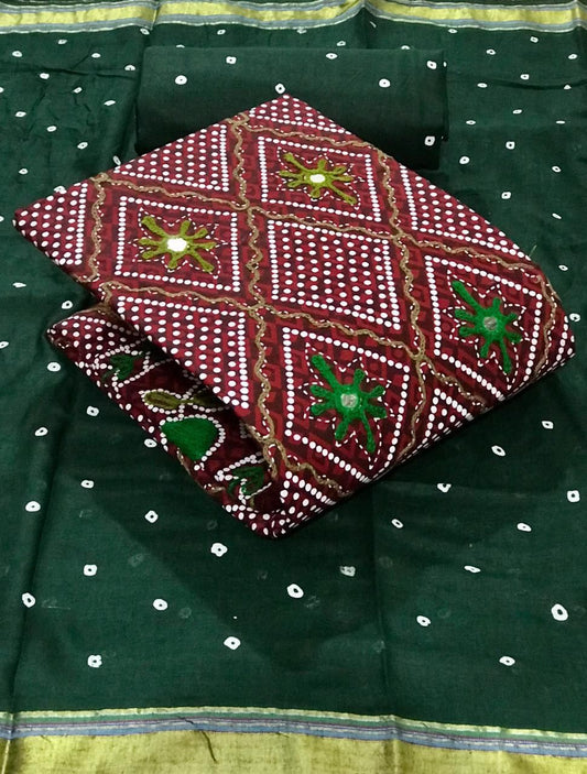 Dazzling Maroon Color Casual Wear Cotton Printed Mirror Work Salwar Suit
