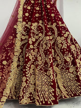 Load image into Gallery viewer, Ravishing Red Color Velvet Embroidered Work Wedding Wear Lehenga Choli
