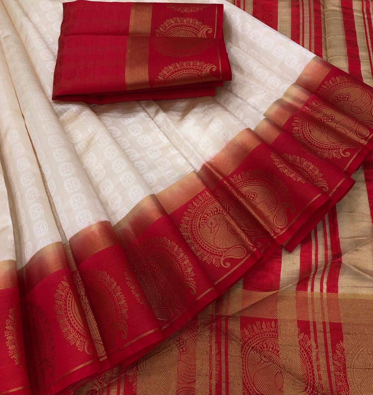 Extraordinary White Color Kanjivaram Silk Weaving Saree Blouse For Function Wear