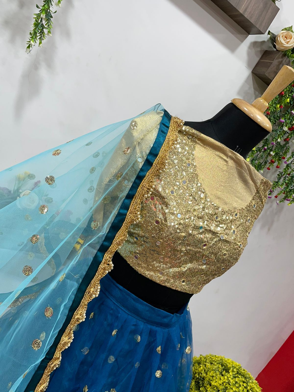Flamboyant Blue Color Net Sequence Work Wedding Wear Lehenga Choli