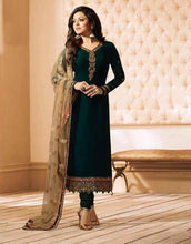 Load image into Gallery viewer, Astonishing Bottle Green Color Wedding Wear Georgette Designer Embroidered Work Salwar Suit
