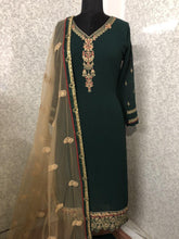 Load image into Gallery viewer, Astonishing Bottle Green Color Wedding Wear Georgette Designer Embroidered Work Salwar Suit
