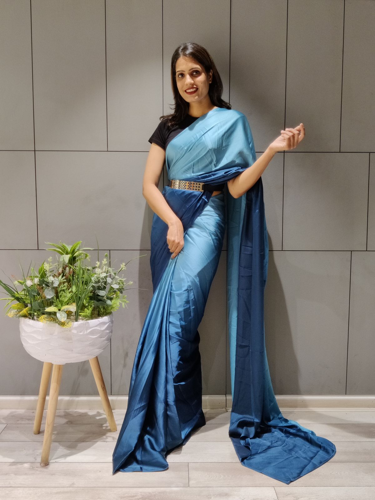 Unique Blue Color Silk Designer Ready To Wear Saree Blouse For Women