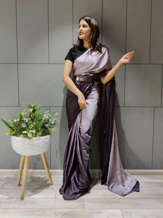 Wining Violet Color Wedding Wear Silk Peading Saree Blouse