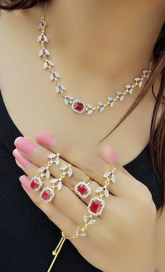 Absorbing  Light Pink Diamond Jewellery Set For Wedding Wear