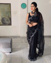 Load image into Gallery viewer, Flattering Organza Design Mirror Thread Work Saree Blouse For Women
