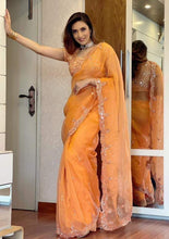 Load image into Gallery viewer, Flattering Organza Design Mirror Thread Work Saree Blouse For Women
