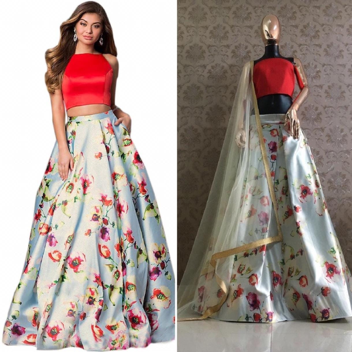 Amazing Zari Satin Printed Wedding Wear Lehenga Choli Design