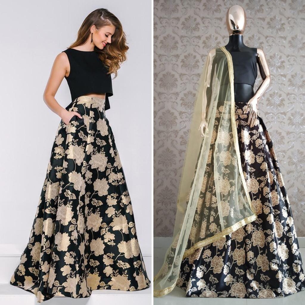 Amazing Zari Satin Printed Wedding Wear Lehenga Choli Design