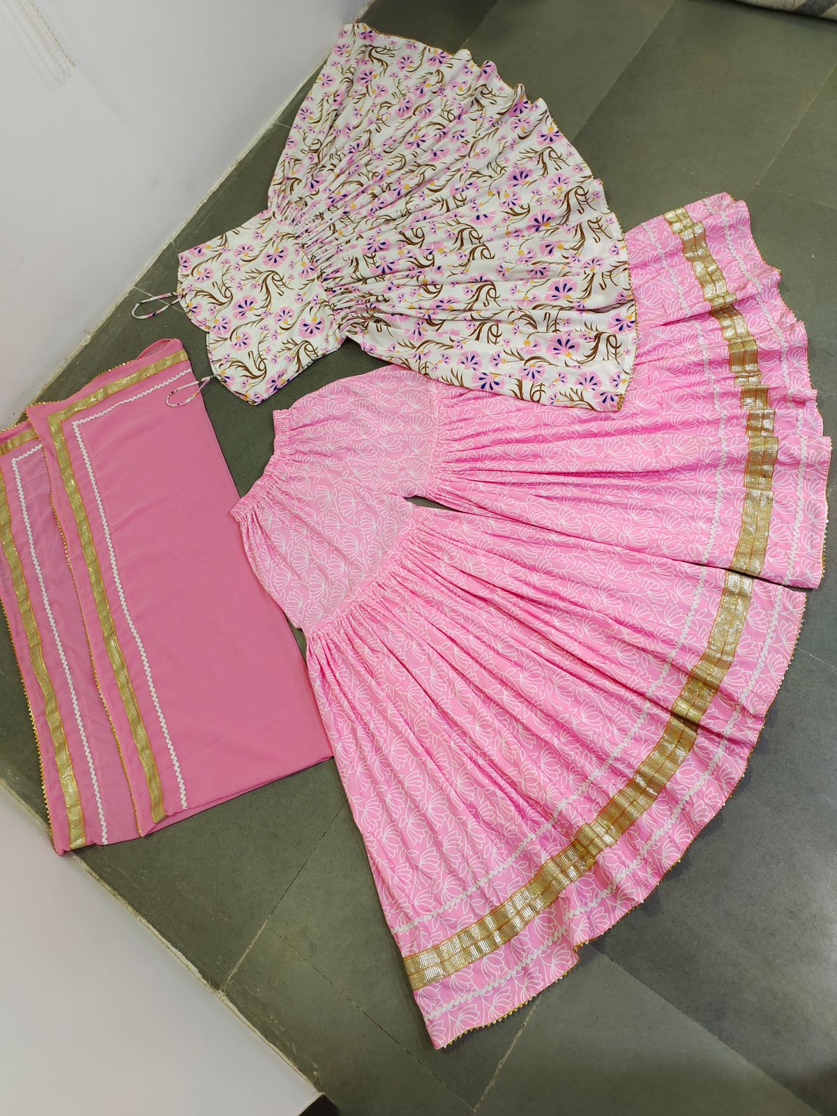 Shattering Pink Color Cotton Digital Printed Sharara Suit For Party Wear