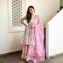 Load image into Gallery viewer, Shattering Pink Color Cotton Digital Printed Sharara Suit For Party Wear
